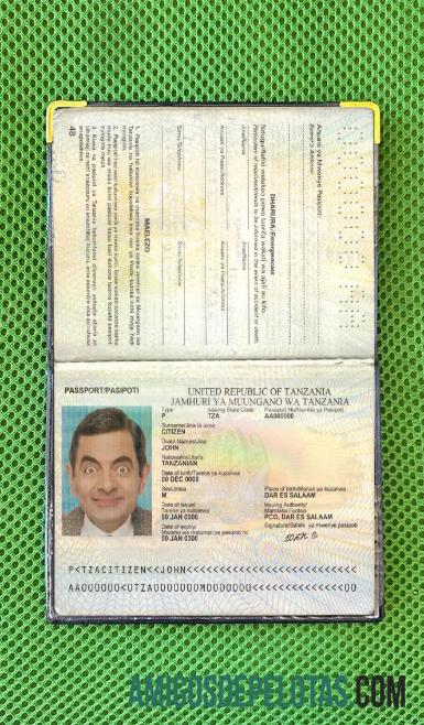 Foto do passaporte da Tanzânia modelo